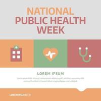 nacional público saúde semana vetor ilustração com hospital e coração ícone