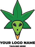 cannabis estrangeiro cabeça desenho animado logotipo Projeto vetor