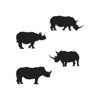 Conjunto de símbolos de rinoceronte silhueta de rinoceronte vetor