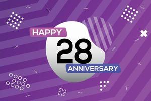 28º ano aniversário logotipo vetor Projeto aniversário celebração com colorida geométrico formas abstrato ilustração