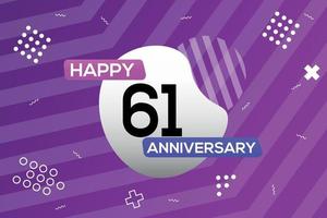 61º ano aniversário logotipo vetor Projeto aniversário celebração com colorida geométrico formas abstrato ilustração