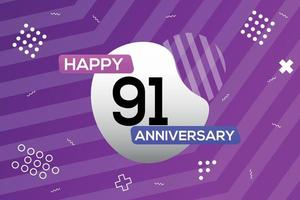91º ano aniversário logotipo vetor Projeto aniversário celebração com colorida geométrico formas abstrato ilustração