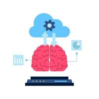 nuvem Informática do cérebro tecnologia artificial inteligência ai futuro grande dados em processamento profundo Aprendendo Internet servidor plano ilustração vetor