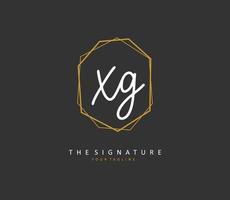xg inicial carta caligrafia e assinatura logotipo. uma conceito caligrafia inicial logotipo com modelo elemento. vetor