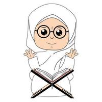 fofa menina hijab desenho animado ilustração vetor