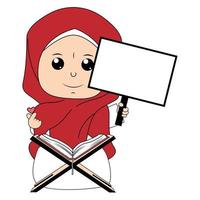 fofa menina hijab desenho animado ilustração vetor