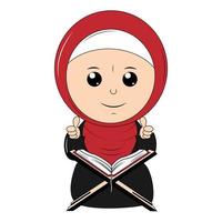 fofa menina hijab desenho animado ilustração vetor