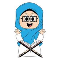 fofa menina hijab desenho animado ilustração vetor
