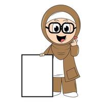 fofa menina hijab desenho animado ilustração vetor