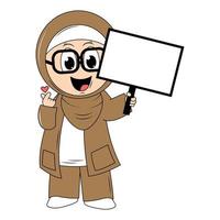 fofa menina hijab desenho animado ilustração vetor