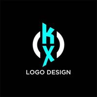 kx círculo monograma logotipo vetor