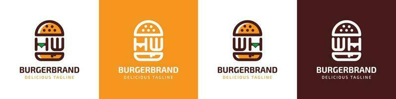 carta hw e wh hamburguer logotipo, adequado para qualquer o negócio relacionado para hamburguer com hw ou wh iniciais. vetor