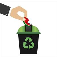 reciclando bin com verde tampa para desperdício produtos. reciclando símbolo. de Meio Ambiente proteção. zero desperdício. branco fundo. vetor ilustração