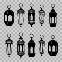 conjunto silhueta ilustração do a islâmico lanternas. pode estar usava para Projeto cartões, rede, etc. Ramadã projeto, eid al-fitr e eid al-adha. vetor