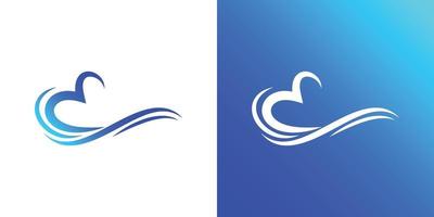 profissional onda amor ícone logotipo Projeto modelo em branco e azul plano de fundo.txt vetor