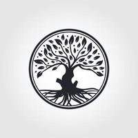raiz da ilustração do logotipo da árvore. silhueta de uma árvore. vetor