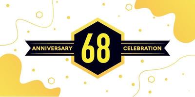 68 anos aniversário logotipo vetor Projeto com amarelo geométrico forma com Preto e abstrato Projeto em branco fundo modelo