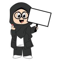 fofa menina hijab desenho animado ilustração vetor