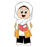 fofa menina hijab desenho animado ilustração vetor