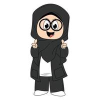 fofa menina hijab desenho animado ilustração vetor