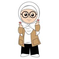 fofa menina hijab desenho animado ilustração vetor