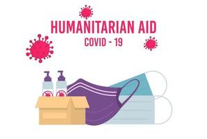 apoio humanitário, missão de boa vontade no país que sofre de epidemia de coronavírus, ajuda intencional, fornecimento de máscaras para o conceito da China. vetor