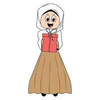 fofa menina hijab desenho animado ilustração vetor