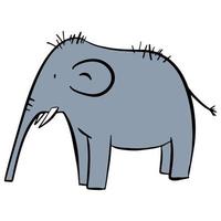 engraçado azul mamute. criativo elefante em uma branco fundo. Rocha arte dentro a estilo do ingênuo arte. vetor ilustração. a elemento para cumprimento cartões, cartazes, adesivos e de outros projetos.