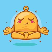 calma amarelo Sino personagem mascote com ioga meditação pose isolado desenho animado dentro plano estilo Projeto vetor