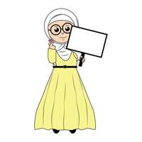 fofa menina hijab desenho animado ilustração vetor