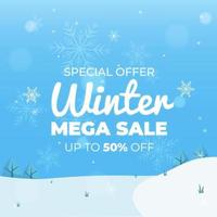 modelo de banner de mega venda de oferta especial de inverno em design plano, bom para o seu vetor de promoção online