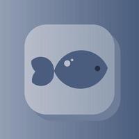 anchova 3d botão esboço ícone. saudável nutrição conceito. azul peixe 3d símbolo placa vetor ilustração isolado em azul cor fundo