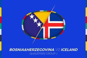 Bósnia e herzegovina vs Islândia ícone para europeu futebol torneio qualificação, grupo j. vetor