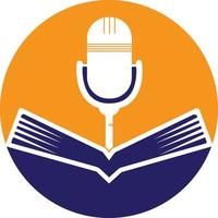 design de logotipo de vetor de livro de podcast. conceito de logotipo de podcast de educação.