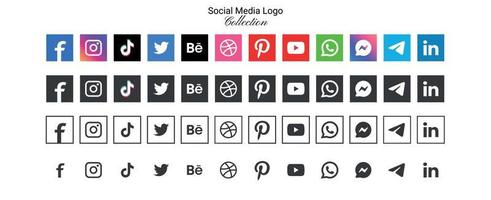 popular social rede logotipo ícones coleção dentro vários formulários, vetor conjunto