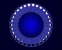 lua fases círculo, calendário astronomia vetor gráfico, lunar roda isolado em azul estrelado fundo