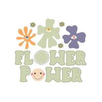 flor poder. desenho animado flores, Paz sinal, mão desenhando letras vetor