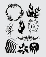 afiado espetado brutalismo elemento forma de ativos ácido poster, tatuagem, tribal ilustração vetor arrepiante ícone, símbolo doente editável