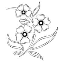 livre vetor linha arte e mão desenhando flor arte Preto e branco plano Projeto simples flor