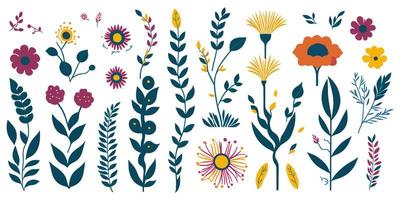 floral padrões. uma coleção do simples desenhos para sazonal decoração vetor