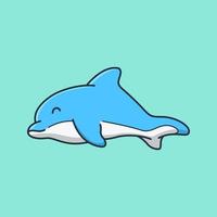 fofa golfinho natação e sorridente. isolado animal Projeto conceito. plano desenho animado estilo Prêmio vetor