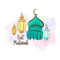 eid fitr aguarela vetor islâmico fundo