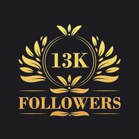 13k seguidores celebração Projeto. luxuoso 13k seguidores logotipo para social meios de comunicação seguidores vetor