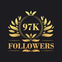 97k seguidores celebração Projeto. luxuoso 97k seguidores logotipo para social meios de comunicação seguidores vetor