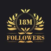 18m seguidores celebração Projeto. luxuoso 18m seguidores logotipo para social meios de comunicação seguidores vetor