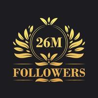 26m seguidores celebração Projeto. luxuoso 26m seguidores logotipo para social meios de comunicação seguidores vetor