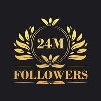 24m seguidores celebração Projeto. luxuoso 24m seguidores logotipo para social meios de comunicação seguidores vetor