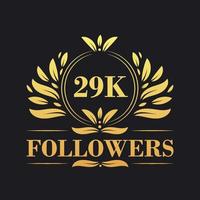 29k seguidores celebração Projeto. luxuoso 29k seguidores logotipo para social meios de comunicação seguidores vetor