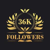 36k seguidores celebração Projeto. luxuoso 36k seguidores logotipo para social meios de comunicação seguidores vetor