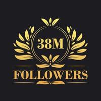 38m seguidores celebração Projeto. luxuoso 38m seguidores logotipo para social meios de comunicação seguidores vetor